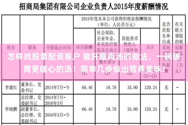 怎样找股票配资客户 猪肝瘦肉汤的做法，一碗暖胃更暖心的汤！简单几步做出营养美味！